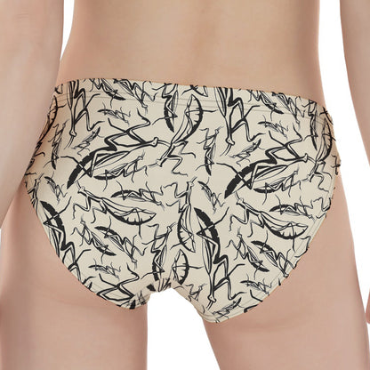 Hand Drawn Mantis Pattern Print Women's Panties
