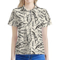 Hand Drawn Mantis Pattern Print Women's Polo Shirt