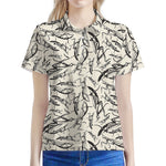 Hand Drawn Mantis Pattern Print Women's Polo Shirt