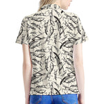 Hand Drawn Mantis Pattern Print Women's Polo Shirt