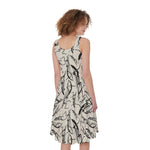 Hand Drawn Mantis Pattern Print Women's Sleeveless Dress