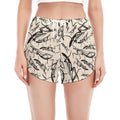 Hand Drawn Mantis Pattern Print Women's Split Running Shorts