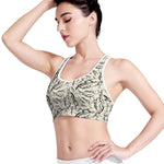 Hand Drawn Mantis Pattern Print Women's Sports Bra