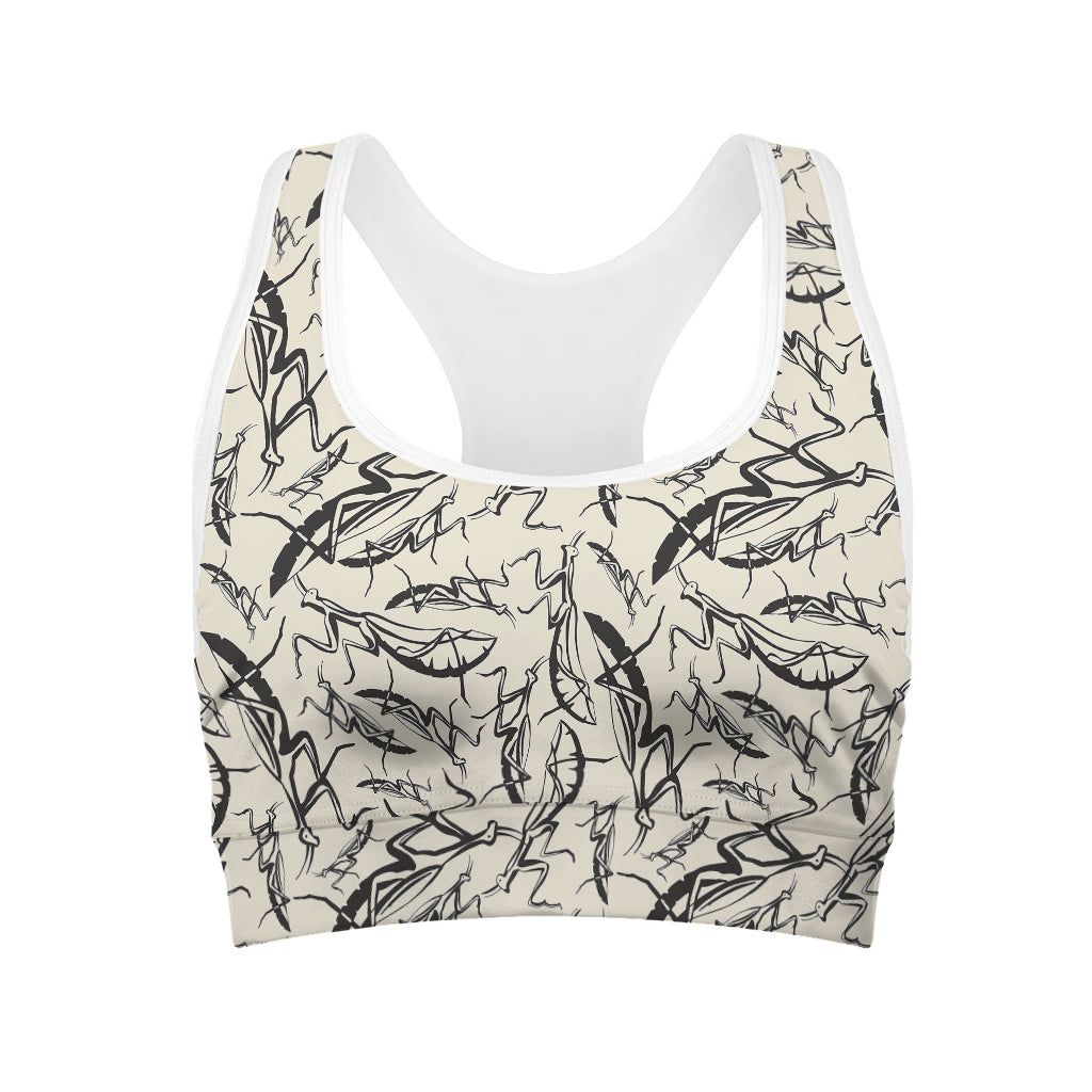 Hand Drawn Mantis Pattern Print Women's Sports Bra