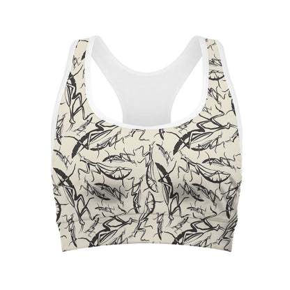 Hand Drawn Mantis Pattern Print Women's Sports Bra
