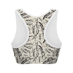 Hand Drawn Mantis Pattern Print Women's Sports Bra