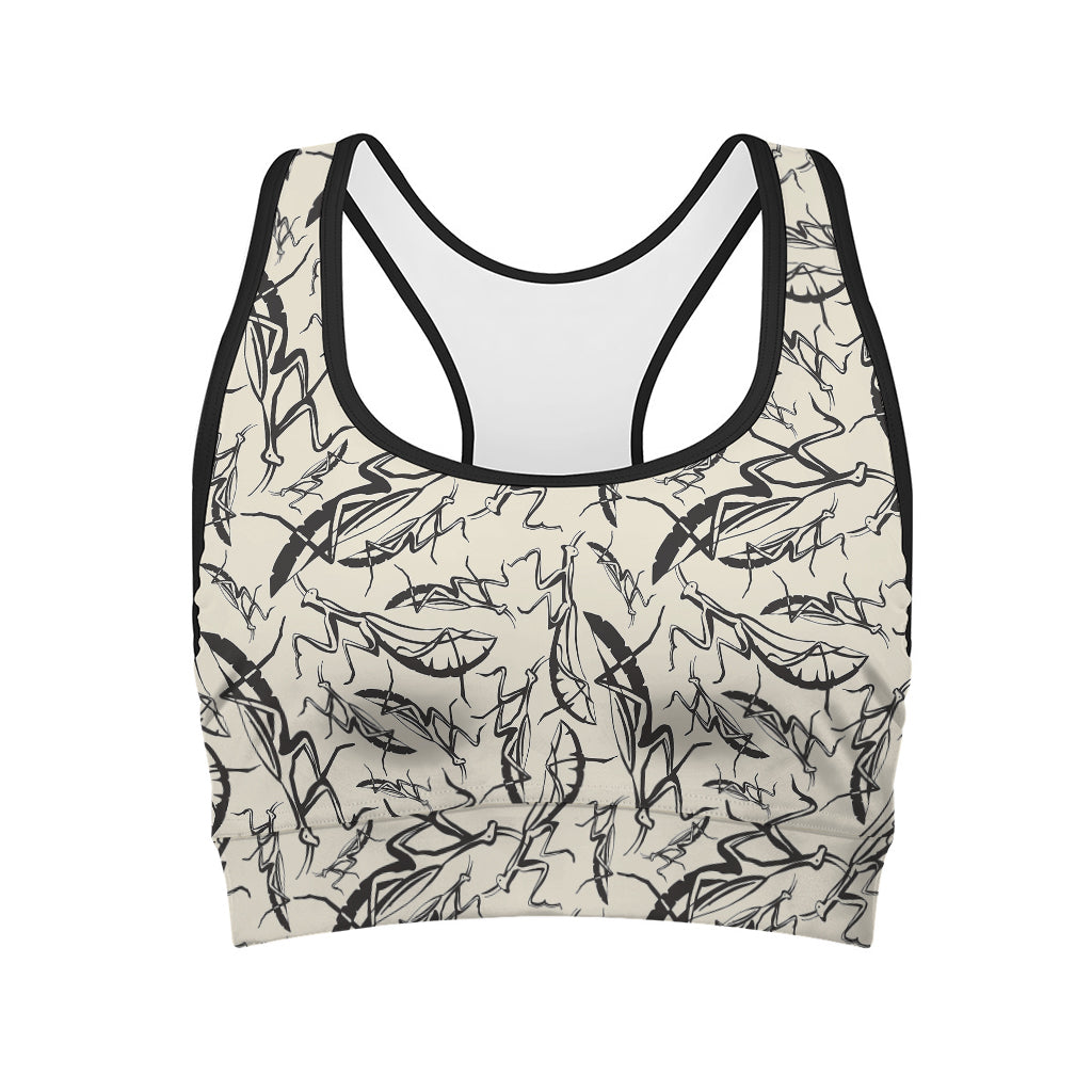 Hand Drawn Mantis Pattern Print Women's Sports Bra