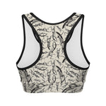 Hand Drawn Mantis Pattern Print Women's Sports Bra