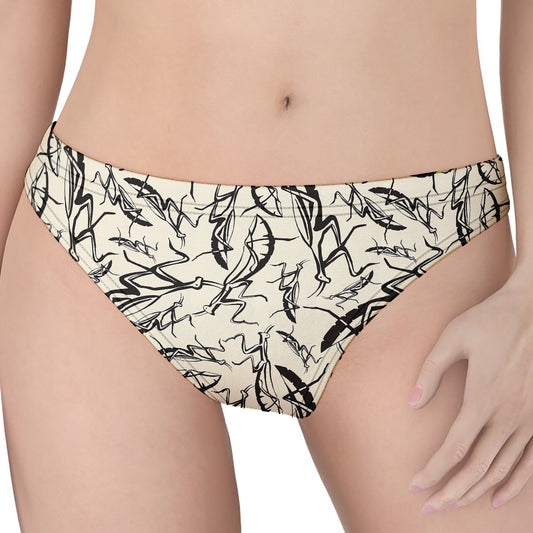 Hand Drawn Mantis Pattern Print Women's Thong