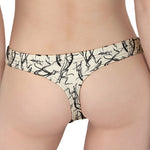 Hand Drawn Mantis Pattern Print Women's Thong