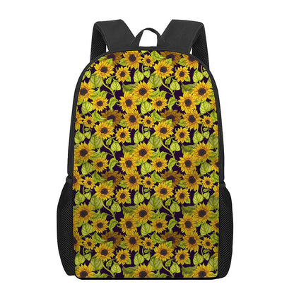 Hand Drawn Sunflower Pattern Print 17 Inch Backpack