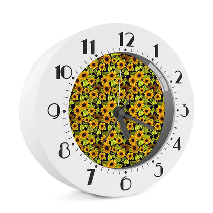 Hand Drawn Sunflower Pattern Print Alarm Clock