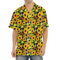 Hand Drawn Sunflower Pattern Print Aloha Shirt