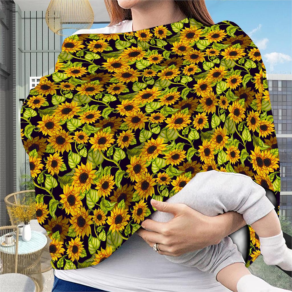 Hand Drawn Sunflower Pattern Print Baby Seat Cover