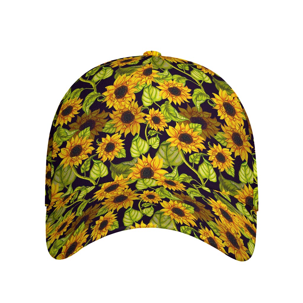 Hand Drawn Sunflower Pattern Print Baseball Cap