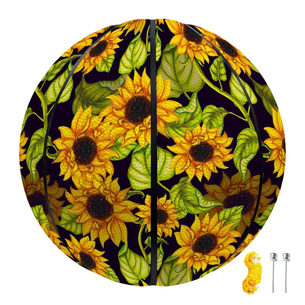 Hand Drawn Sunflower Pattern Print Basketball