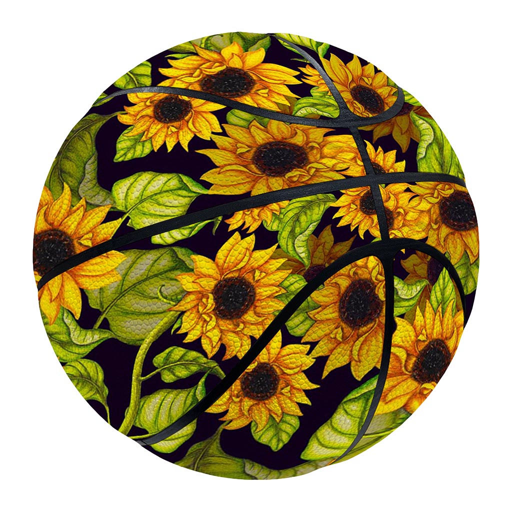 Hand Drawn Sunflower Pattern Print Basketball