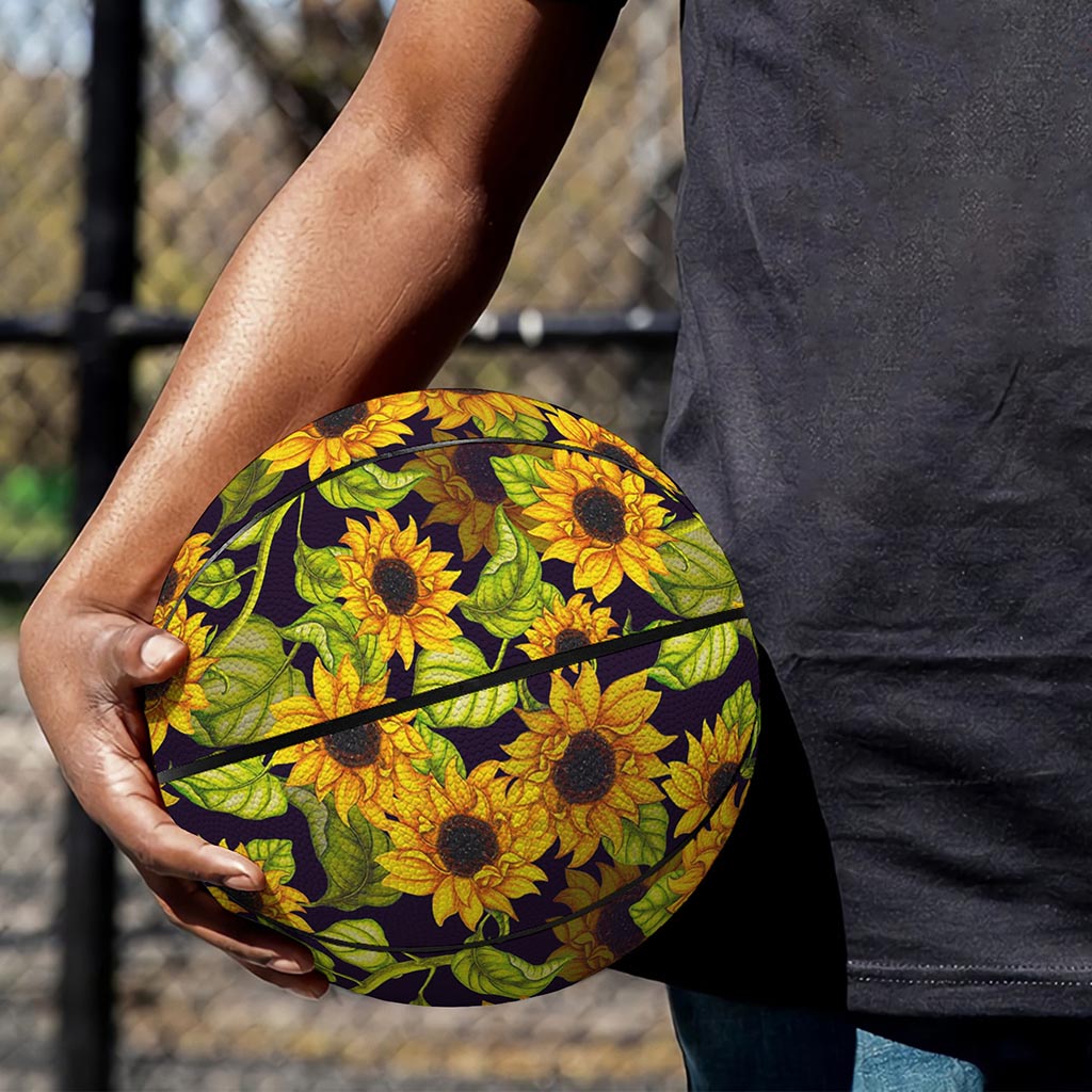 Hand Drawn Sunflower Pattern Print Basketball