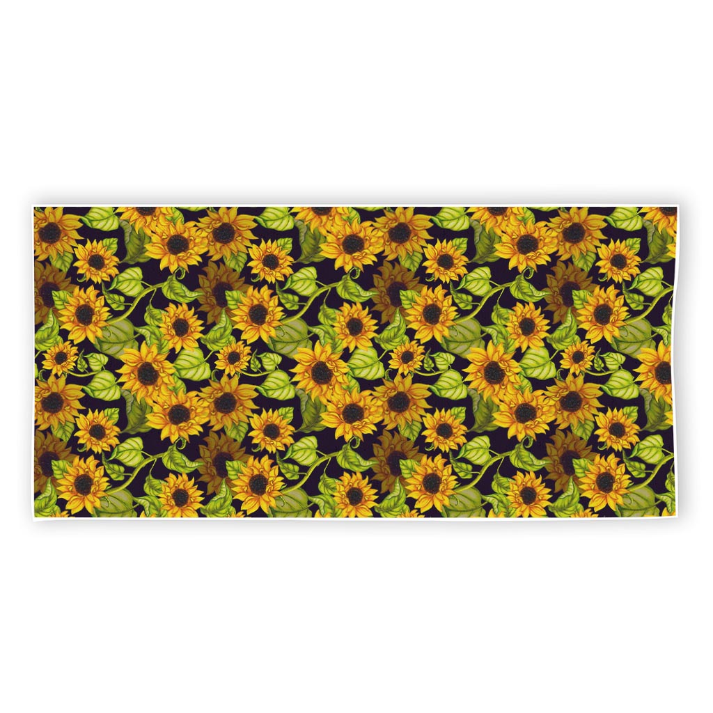 Hand Drawn Sunflower Pattern Print Beach Towel