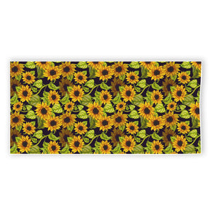 Hand Drawn Sunflower Pattern Print Beach Towel