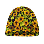 Hand Drawn Sunflower Pattern Print Beanie