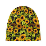 Hand Drawn Sunflower Pattern Print Beanie