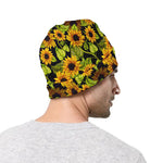 Hand Drawn Sunflower Pattern Print Beanie