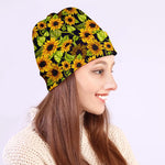 Hand Drawn Sunflower Pattern Print Beanie
