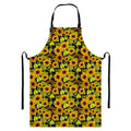 Hand Drawn Sunflower Pattern Print Bib Apron With Pocket