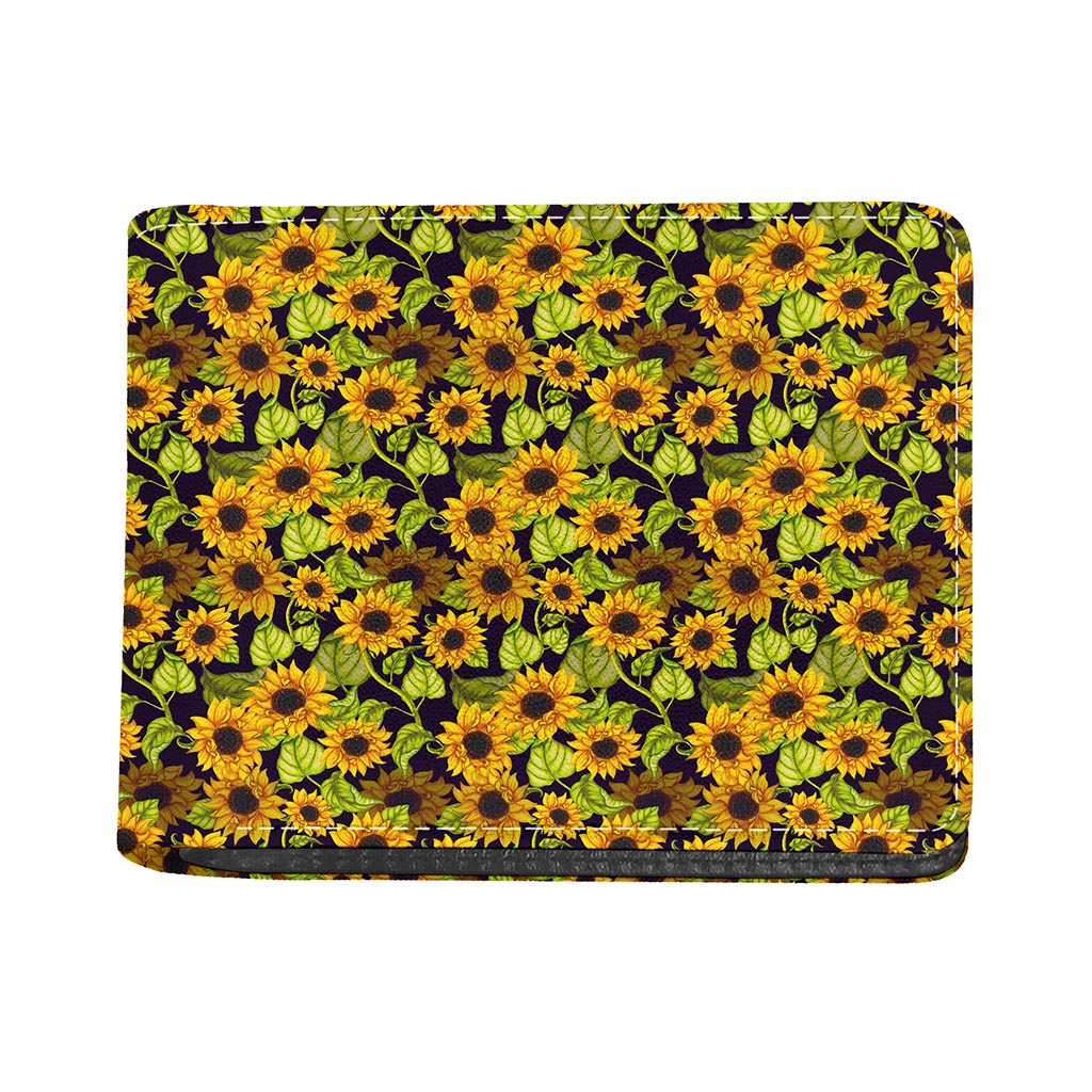 Hand Drawn Sunflower Pattern Print Bifold Wallet