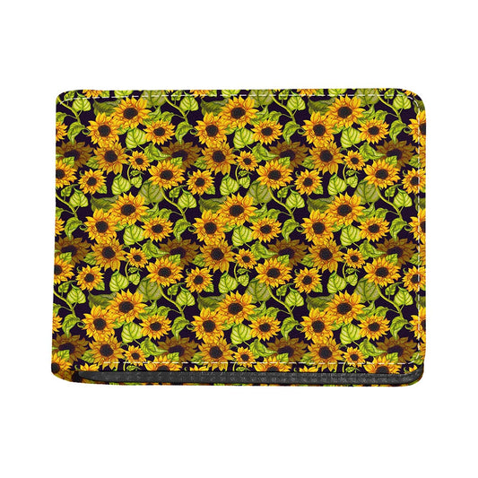 Hand Drawn Sunflower Pattern Print Bifold Wallet