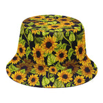 Hand Drawn Sunflower Pattern Print Bucket Hat