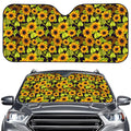 Hand Drawn Sunflower Pattern Print Car Windshield Sun Shade