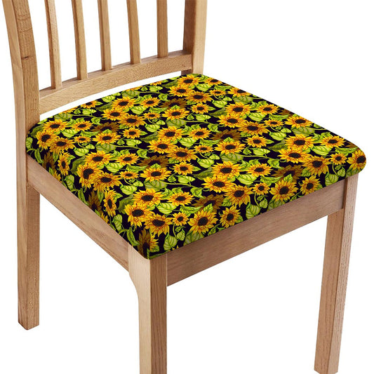 Hand Drawn Sunflower Pattern Print Chair Cushion Cover