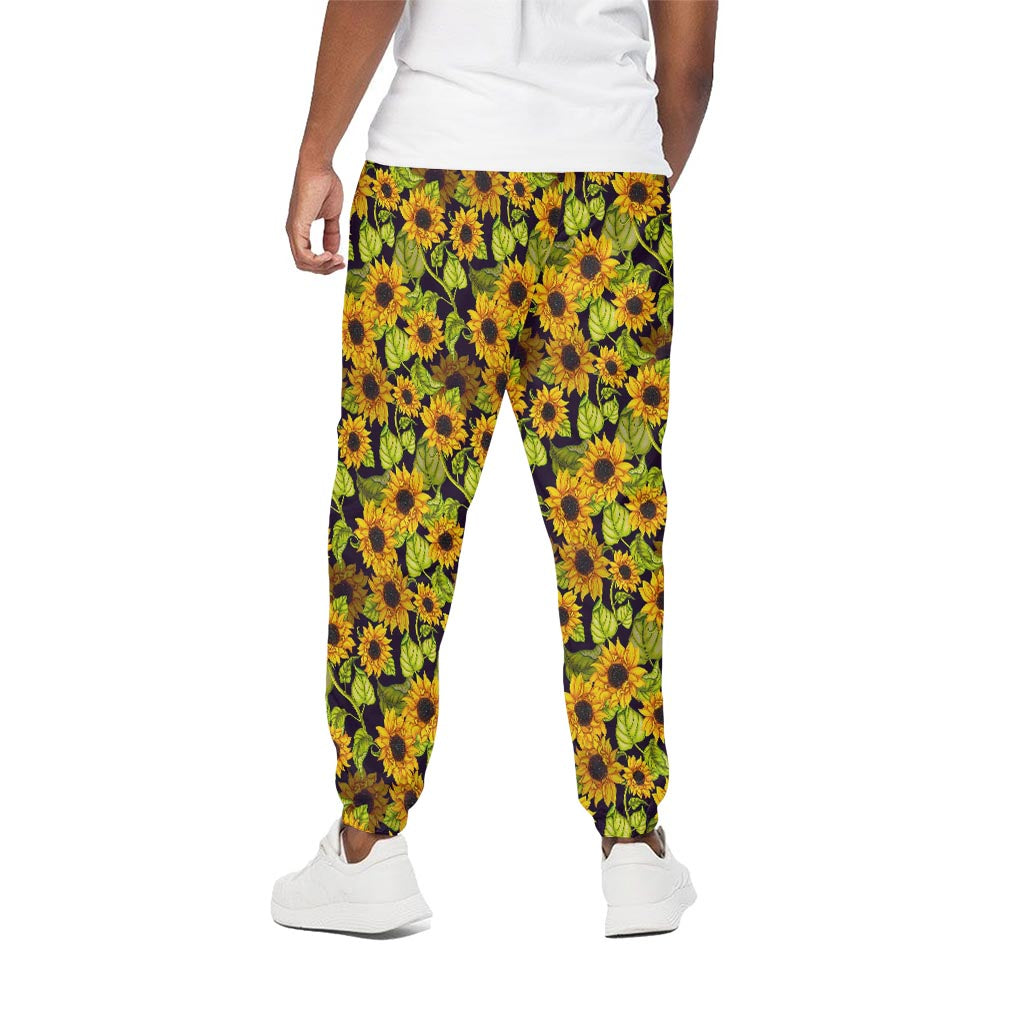 Hand Drawn Sunflower Pattern Print Cotton Pants