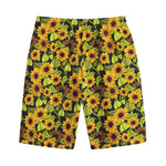 Hand Drawn Sunflower Pattern Print Cotton Shorts