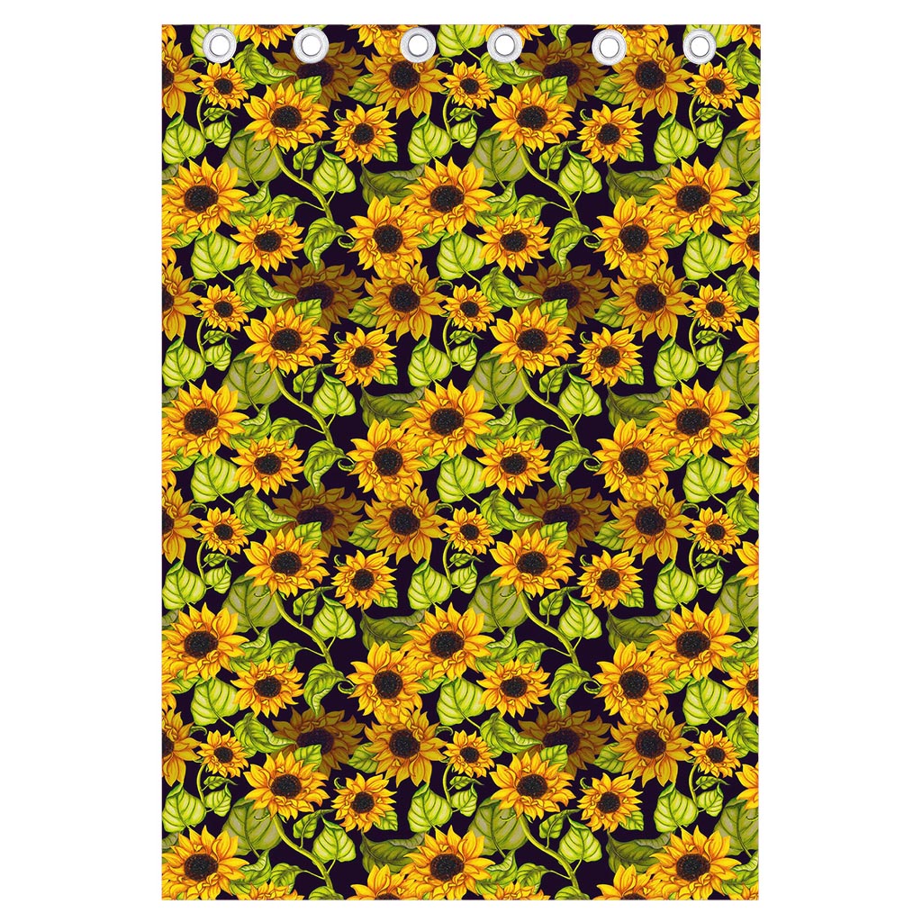 Hand Drawn Sunflower Pattern Print Curtain