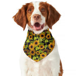 Hand Drawn Sunflower Pattern Print Dog Bandana