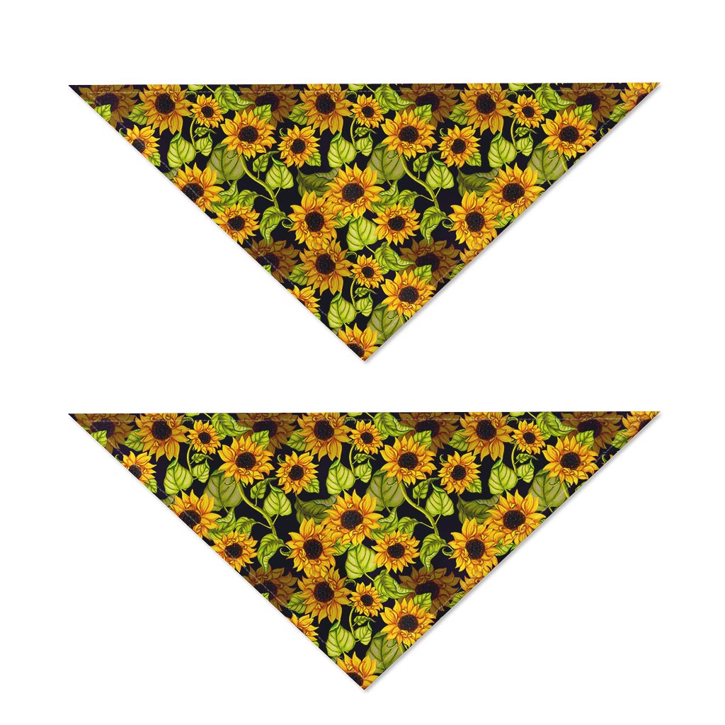 Hand Drawn Sunflower Pattern Print Dog Bandana