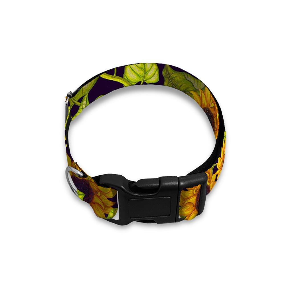 Hand Drawn Sunflower Pattern Print Dog Collar