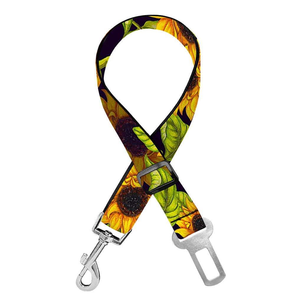 Hand Drawn Sunflower Pattern Print Dog Seat Belt