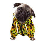 Hand Drawn Sunflower Pattern Print Dog Zip Up Hoodie