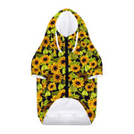 Hand Drawn Sunflower Pattern Print Dog Zip Up Hoodie