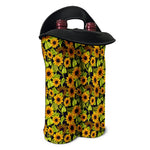Hand Drawn Sunflower Pattern Print Double Neoprene Wine Tote