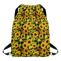 Hand Drawn Sunflower Pattern Print Drawstring Backpack