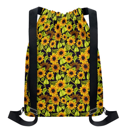 Hand Drawn Sunflower Pattern Print Drawstring Backpack