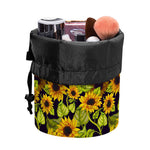 Hand Drawn Sunflower Pattern Print Drawstring Makeup Bag