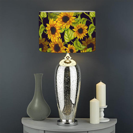 Hand Drawn Sunflower Pattern Print Drum Lamp Shade