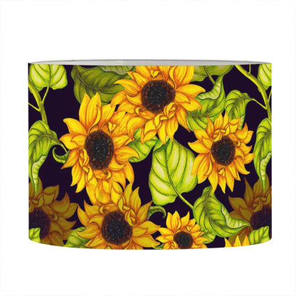Hand Drawn Sunflower Pattern Print Drum Lamp Shade