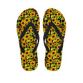 Hand Drawn Sunflower Pattern Print Flip Flops